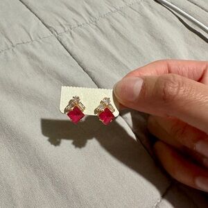 Elegant Gold and Red Gemstone Earrings